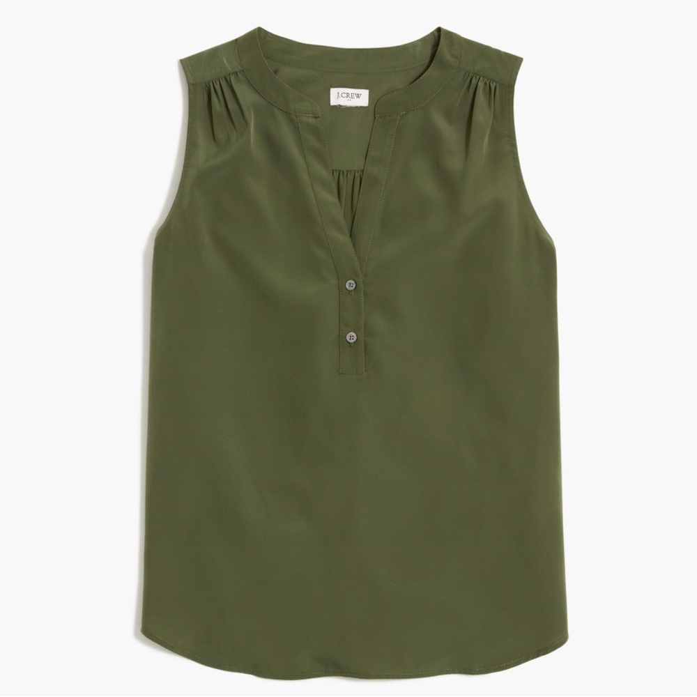 J. Crew Olive Green Sleeveless V-Neck Popover Top - Size XS